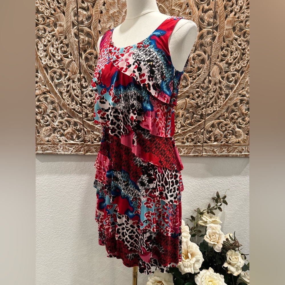 Teaberry Australian Brand Vibrant Multicolored Tiered Ruffles Dress- AUS 8 US 4 - Picture 5 of 14